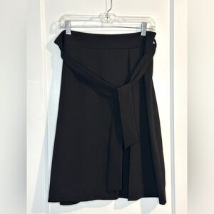 Worthington Midi Skirt with Asymmetrical Pleat and Belted Tie, Black, Size 12